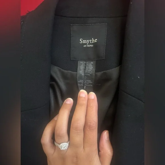 Smythe Black One Button Blazer les vestes size 2 long shawl coller blazer - Picture 13 of 13